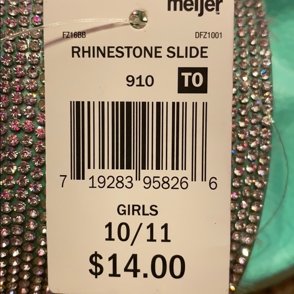 Turquoise sparkly kids slides (with tags!) - Picture 6 of 6